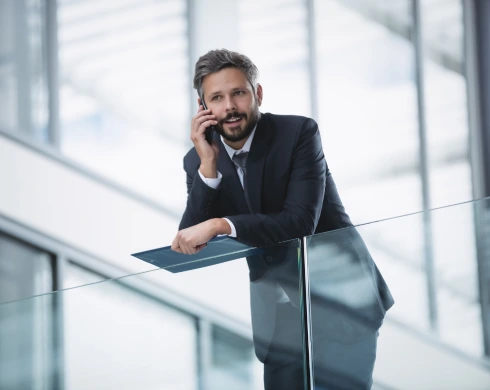 Businessman using mobile phone