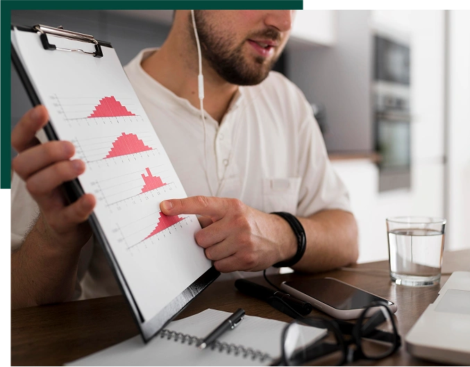Close up freelancer video conferencing at home